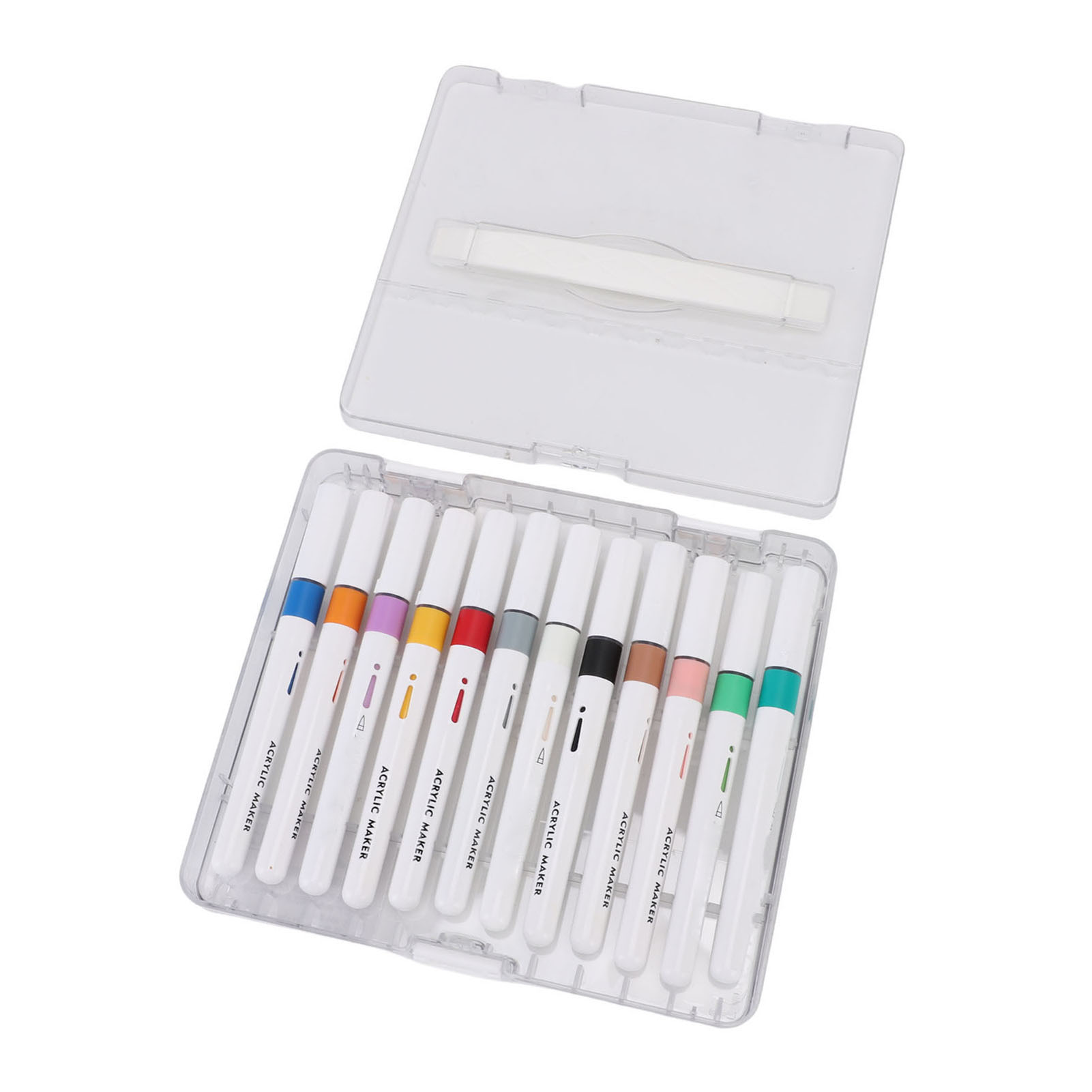 YAHHU 12 Colors Acrylic Paint Pen Set Direct Liquid Tip Art Markers for Rock Glass Wood Ceramic Canvas Crafting Projects White Rod Durable Assorted Multicolor
