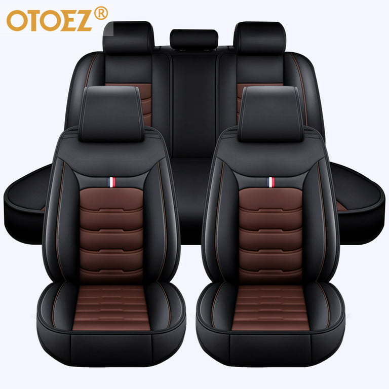 OTOEZ Car Seat Covers Full Set Leather Front and Rear Bench Backrest Seat  Cover Set Universal Fit for Auto Sedan SUV Truck 