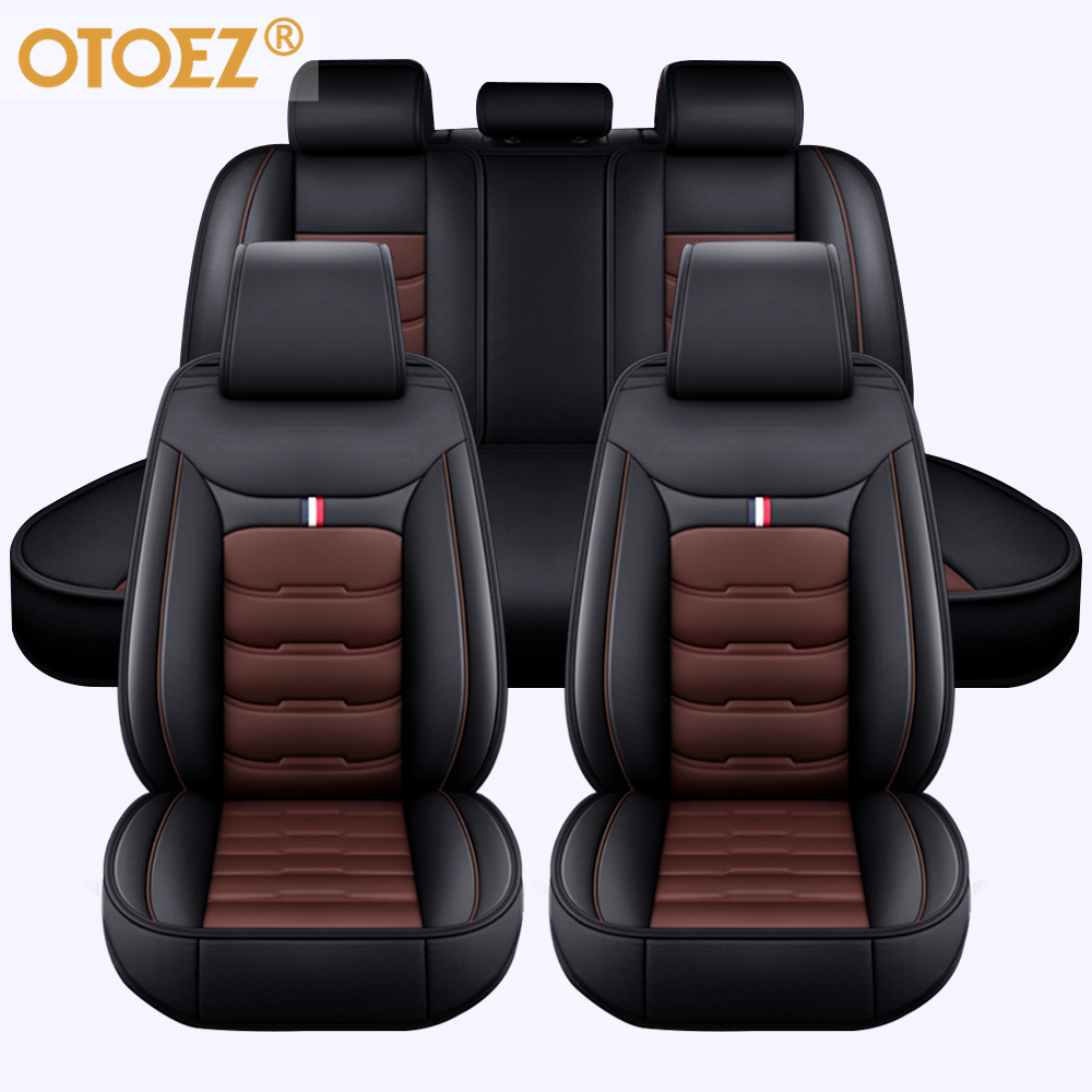 OTOEZ Car Seat Covers Full Set Leather Front and Rear Bench Backrest Seat Cover Set Universal Fit for Auto Sedan SUV Truck - image 3 of 12