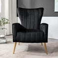 thumbnail image 3 of Silla de acento de terciopelo con patas de metal, sillón tapizado moderno, silla lateral de espalda para salón dormitorio pequeños espacios, 3 of 5