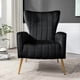 thumbnail image 3 of Silla de acento de terciopelo con patas de metal, sillón tapizado moderno, silla lateral de espalda para salón dormitorio pequeños espacios, 3 of 5