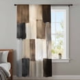thumbnail image 4 of Black Brown Abstract Sheer Curtains 45 Inches Long, Oil Painting Color Blocks Light Filering Curtains, Breathable Simi Curtain Privacy Drapes for Kitchen Bathroom Lightweight Small Window Treatment, 4 of 9
