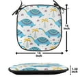 thumbnail image 5 of Dinosaur Chair Seating Cushion Set of 2, Pattern of Prehistoric Oriental Animal Drawings, Seat Pads for Office with Anti-slip Backing, 16"x16", Sky Blue Orange, by Ambesonne, 5 of 7