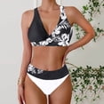 thumbnail image 2 of Abcnature Swimming Suits for Women Color Block Print Sexy Back Buckle Backless Bikinis Sets Women's Two-Piece Swimsuits, 2 of 5