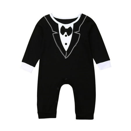 

Fullvigor Boy One-piece Jumpsuit with Patchwork Bow Tie for Daily Formal Wear