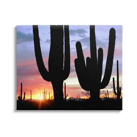 Stupell Industries Desert Cactus Sunset Silhouettes Landscape Photography Gallery Wrapped Canvas Print Wall Art
