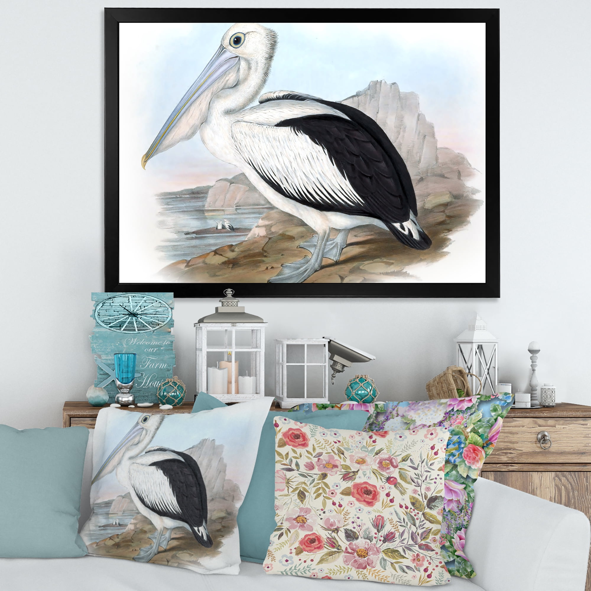 Designart 'Ancient Australian Birds VIII' Traditional Framed Art Print