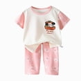 thumbnail image 1 of COMVALUE Graphic T Shirt Shorts Set Girls Short Sleeve 2 Lounge Sets Cartoon Summer Active Tracksuit (Light Pink, 2-3 Years), 1 of 6