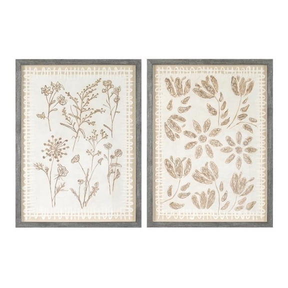 Melrose Framed Floral Wall Art Under Glass, Modern, Wood, Plastic