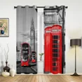 thumbnail image 2 of 2 Panels London Telephone Booth Curtains for Bedroom Living Room Drapes Kitchen Children's Room Window Curtain Modern Home Decor, 2 of 7