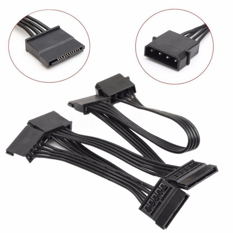 1Pc 4pin ide to 5-port 15pin sata power cable 18AWG wire for hard drive vk 