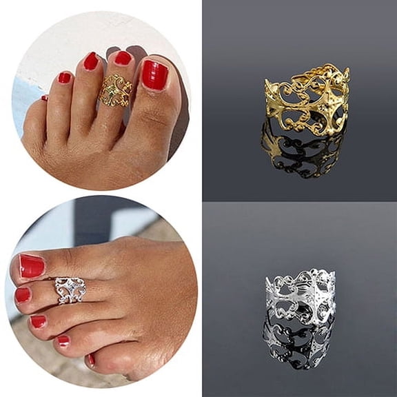 SmartBy Women's Fashion Hollow Adjustable Beach Jewelry Open Toe Ring for Party Gifts