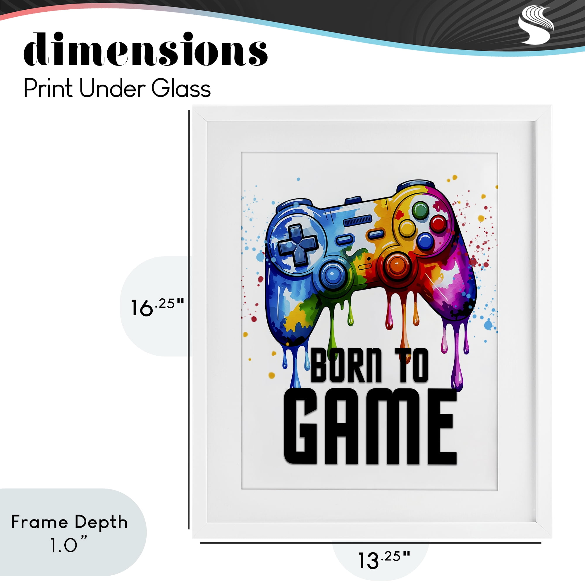 Stupell Industries Born To Game Splash White Framed Print Under Glass, design by Kim Allen