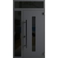 thumbnail image 3 of Front Exterior Prehung Steel Door / Ronex 0130 Grey / Side and Top Exterior Window Sidelite / Entry Metal Modern Painted W36+14" x H80+16" Left hand Inswing, 3 of 5