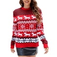 thumbnail image 2 of Suéter Navideño Informal para Parejas, Jersey de Punto con Cuello Redondo y Mangas Raglán, Blusas Cómodas y Cálidas para Otoño. Rojo (Mujeres) L, 2 of 10