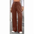 thumbnail image 3 of Women Wide Leg Sweatpants, Drawstring Elastic Waist Casual Lounge Workout Pants with Pockets(Orange,XL), 3 of 6