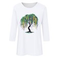 thumbnail image 4 of SOOMLON Mardi Gras Blouses for Women Carnival Tops Tuesday Party 3/4 Sleeve Shirts Fancy Mask Print Outfits Comfy Crew Neck Tshirts New Orleans Parade Pullovers 2025 White 2XL, 4 of 5