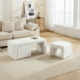 thumbnail image 2 of Dayalane Boucle Ottoman Bench Set of 3, Nesting Upholstered Vanity Bench with 2 Small Footrest Stools for Bedroom, Living Room, Entryway, Hallway,White, 2 of 10