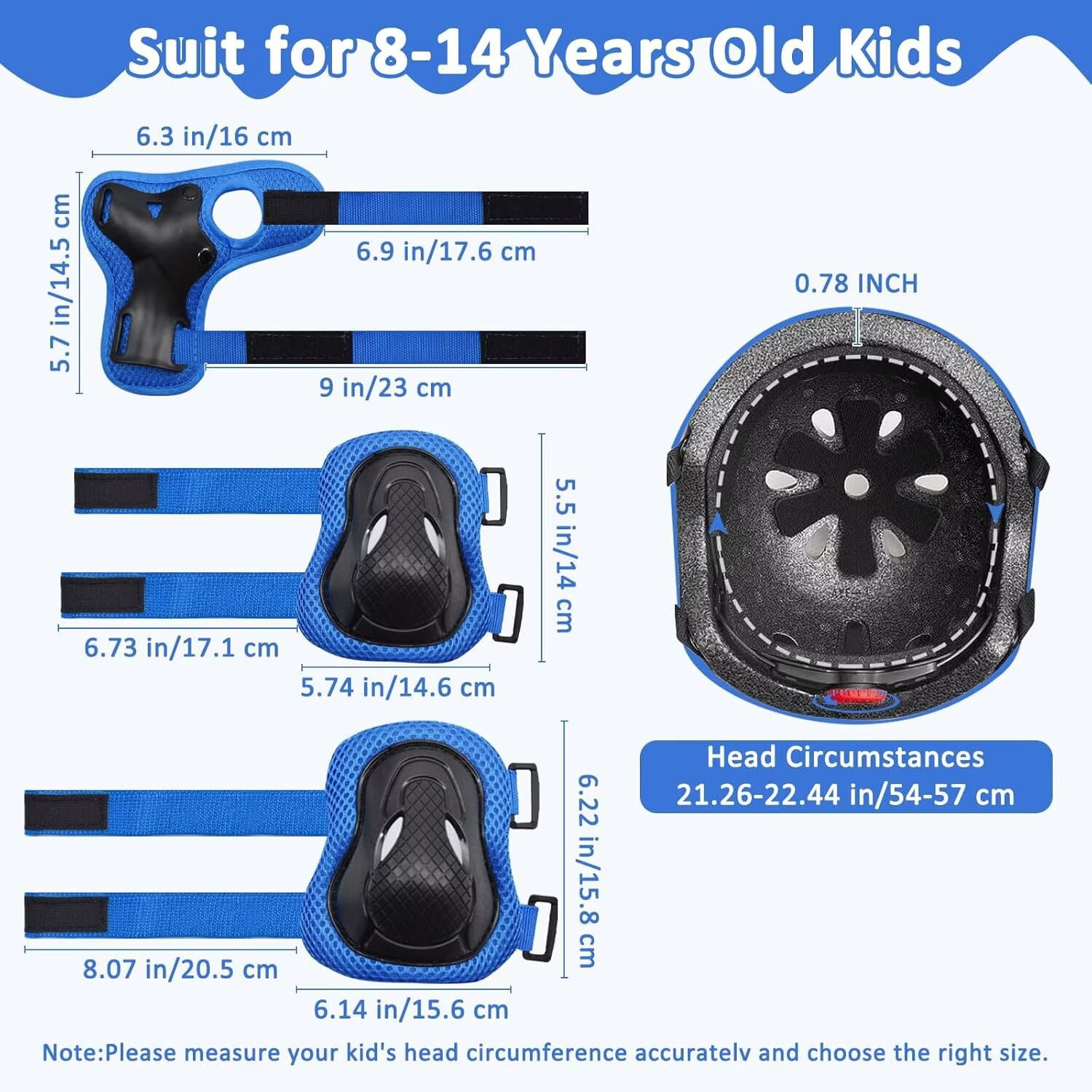 Yiomxhi Adjustable Kids Bike Helmet Set with Knee Elbow and Wrist Pads, Toddler Skateboard Helmet for Ages 3-5-8-14 Boys Girls, Protective Gear Set for Youth, for Scooters Rollerskates