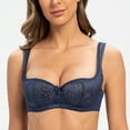 thumbnail image 3 of MELENECA Balconette Underwire Sexy Lace Bra for Women Blue 40G, 3 of 3