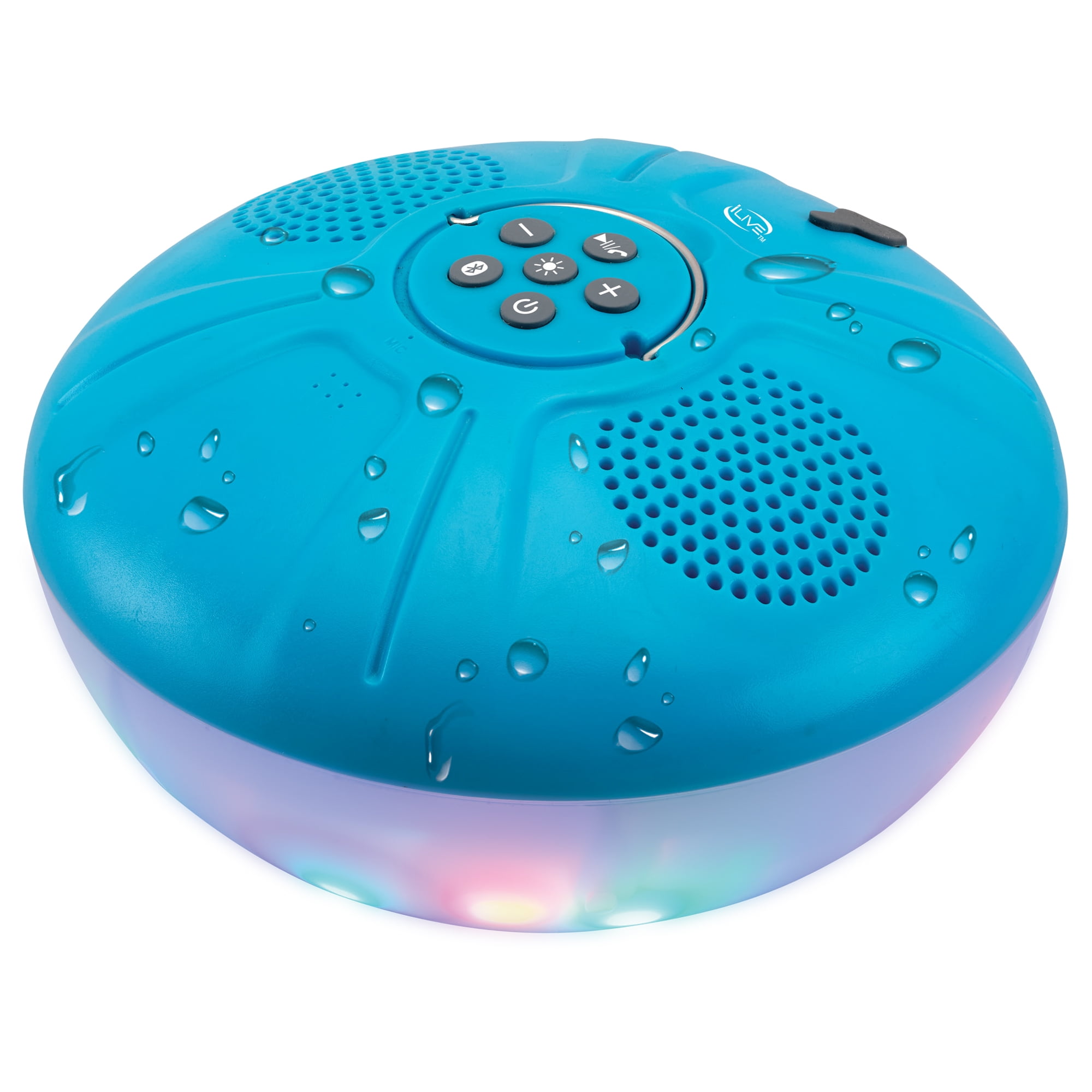 iLive IBW322BU Waterproof Floating Bluetooth Portable Speaker with LED Lighting, Blue