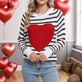 thumbnail image 4 of Women'S Cute Heart Sweater Long Sleeve Crewneck Pullover Ribbed Knit Casual Sweaters Black & White M, 4 of 8