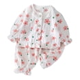thumbnail image 3 of Swuxness Toddler Girls Loungewear 2 Piece Outfits Casual Crew Neck Long Sleeve Shirts Long Pants Suits, 3 of 5