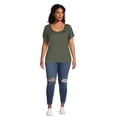 thumbnail image 3 of Terra & Sky Women's Plus Size Ruffle Sleeve Tee, 2-Pack, 3 of 5