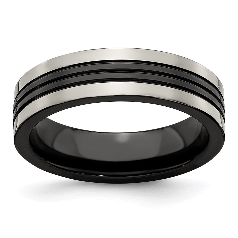 Comfort Fit Flat Greek Key Wedding Band Ring 1/4" Titanium 6mm Sizes 6 to 14 
