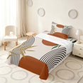thumbnail image 3 of Manfei Boho Mid Century Twin Sheets, Minimalism Art Bedding, Brown, Green and Black, Reversible 3pcs1 Flat Sheet + 1 Fitted Sheet + 1 Pillowcase, 3 of 6