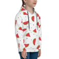 thumbnail image 3 of Fotbe Hand Drawn Watermelon Pattern Youth Pullover Hooded Sweatshirt, Boys Hoodie, Kangaroo Pocket Hoodie for Kids Girls -Medium, 3 of 6