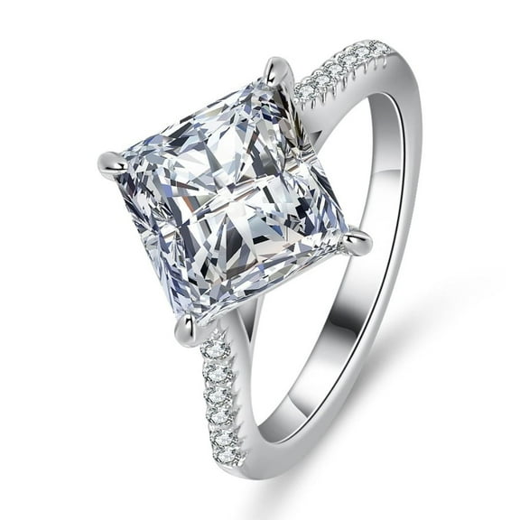 3 Carat Women Moissanite Rings, S925 Sterling Silver D Color VVS1 Princess Cut Diamond Engagement Rings, Ideal Choice for Birthday, Anniversary and Romantic Occasions with Certificate