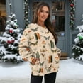 thumbnail image 2 of SCRAWLGOD Butterfly Moon Mushroom Moon Print Beige Womens Casual Crew Neck Sweatshirt with Pockets Loose Fit Soft Long Sleeve Lightweight Pullover Drop Shoulder Tops Fall Clothes, XL, 2 of 7