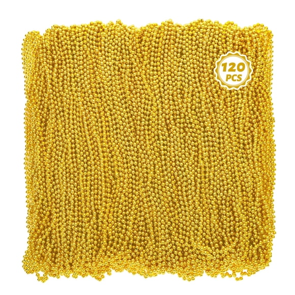 Collar de abalorios Huskein Gold Mardi Gras, 120 unidades, 84 cm, plástico