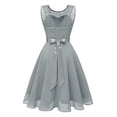 thumbnail image 5 of ClodeEU Women Vintage Princess Floral Lace Cocktail O-Neck Party Bridesmaid Dress Gray 6(M), 5 of 6