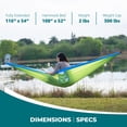 thumbnail image 3 of Bliss Hammocks Portable Travel Camping Hammock in a Bag W/ Tree Straps, 54-inch Wide, 300 lb. Capacity (Mermaid), 3 of 14