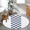 thumbnail image 4 of Round Area Rug 3ft,Classic Blue White Buffalo Tartan Plaid Washable Carpet Non-Slip Runner Accent Rugs Indoor Floor Mat for Bedroom Living Room Decor,Rural Farm, 4 of 9