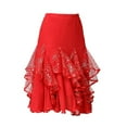 thumbnail image 5 of Womens Latin Dance Skirt Training Stage Performance Dress Ballroom Costumes Red, 5 of 8