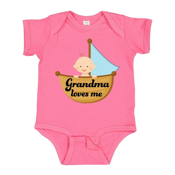 Inktastic Grandma Loves Me Grandchild Boys Baby Bodysuit