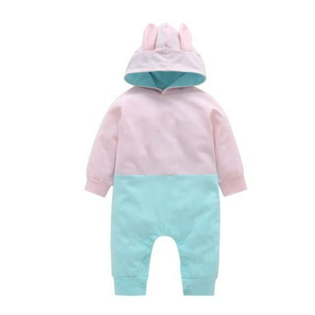 

Newborn Baby Girl Boy Bunny Ear Hooded Romper Jumpsuit Bodysuit Outfit Clothes