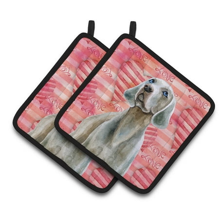 

Caroline s Treasures Weimaraner Love Pair of Pot Holders