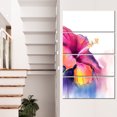 thumbnail image 1 of Fleur d'Hibiscus Rouge Jaune en Bleu - Grande Fleur Art Mural sur Toile, 1 of 3