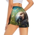 thumbnail image 3 of Goofa Daisy Sleeping Sloth Printed Women 2 in 1 Running Shorts,Quick Dry Athletic Workout Shorts,High Waisted Athletic Shorts with Liner Pockets-Large, 3 of 9