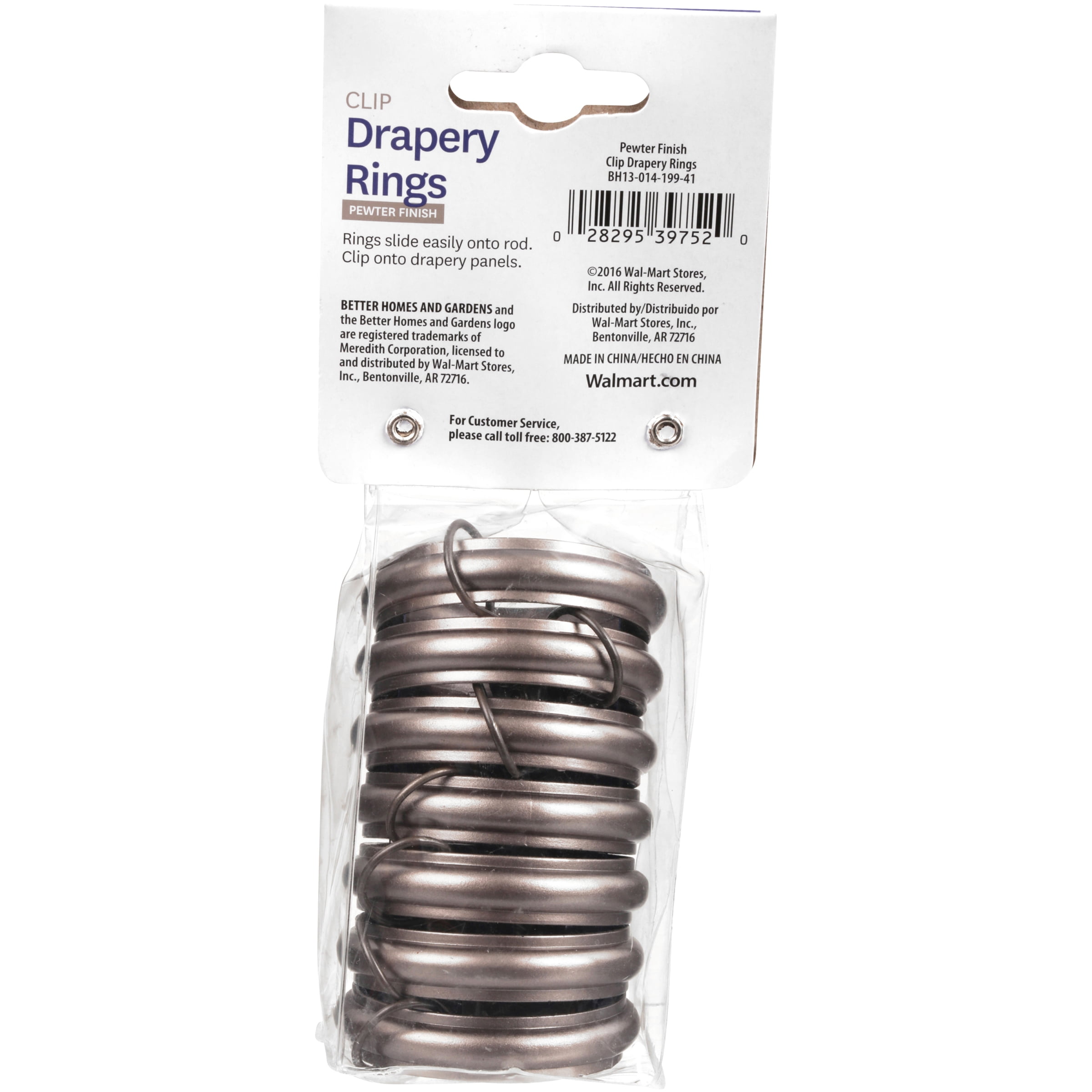 Better Homes Gardens Curtain Rings With Clips Set Of 7 1