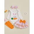 thumbnail image 4 of BemeyourBBs Newborn Baby Girl Easter Outfits Easter Bunny Long Sleeve Romper Rabbit Ruffle Skort Shorts Skirt Headband Socks Set Spring Summer Clothes, 4 of 9