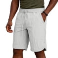 thumbnail image 3 of Plus Size Men's Nylon Spandex Blend Casual Sports Shorts, Sweat Wicking Flexible Drawstring Elastic Waist Zipper Side Pockets for Training Walking Beach | TruHer,White 3XL, 3 of 9
