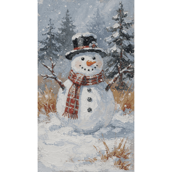 Christmas Landscape Winter Poster Farmhouse Elk Pine Cones Snowman Nature Canvas Painting Print Wall Pictures Living Room Decor (12 x16inch=(30 x 40 cm),Framed)