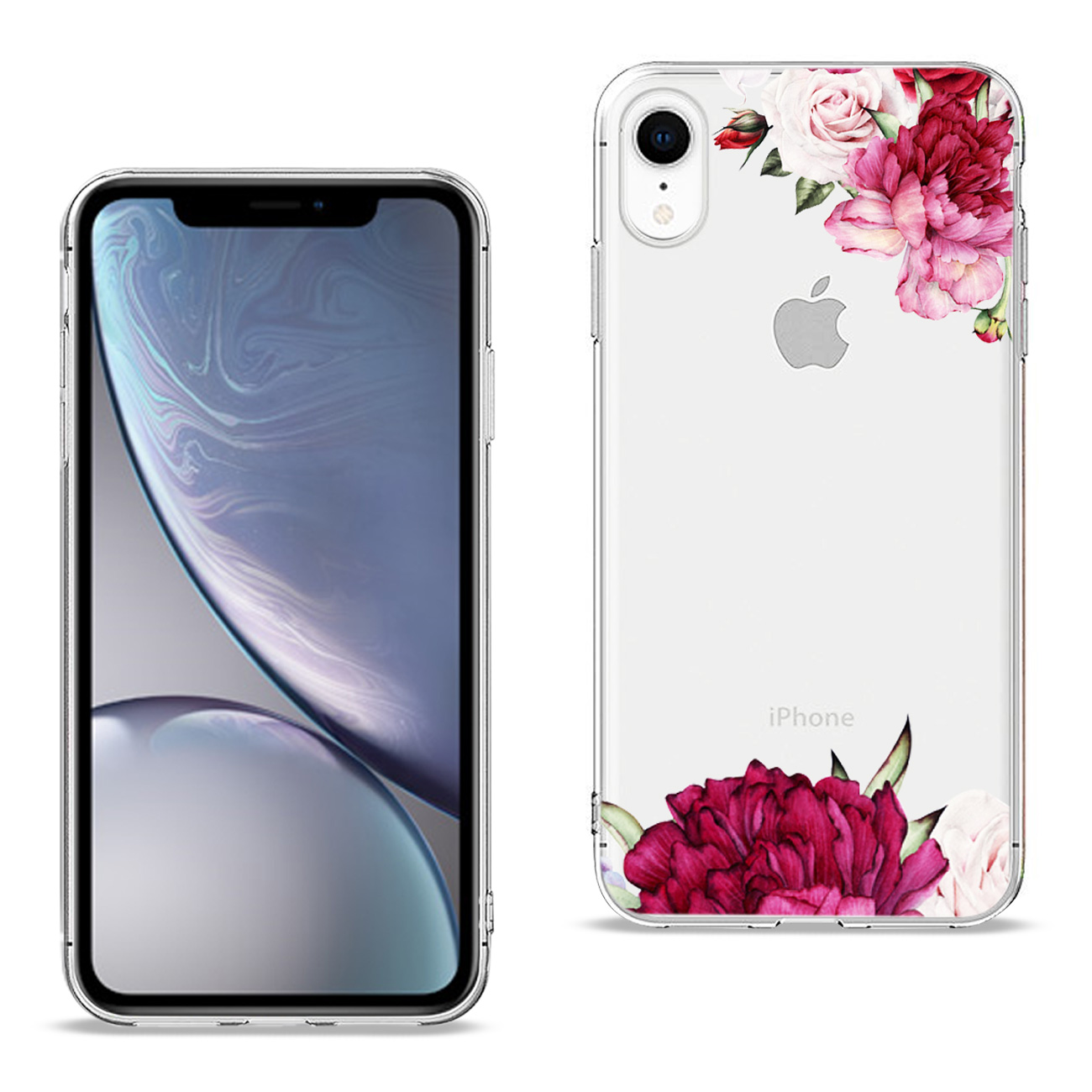 iPhone XR Flower Design Air Cushion Tough Defender Armor Rugged Case In