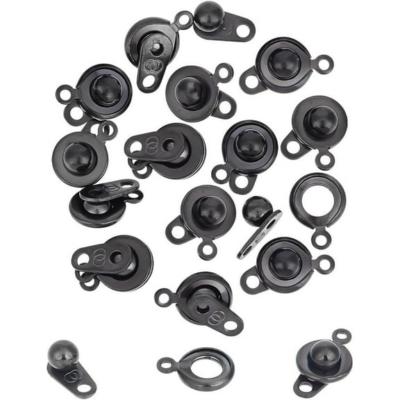 15 Sets Gunmetal Stainless Steel Snap Clasps Metal Snap Button Press Stud Cap Socket Snap Clasps Jewelry Connector for Bracelet Jewelry Making 15.5mm DIY