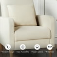 thumbnail image 4 of Single Sofa Armchair — Upholstered Lounge Seat with Removable Pillow and Sturdy Wood Legs, Beige, 4 of 9